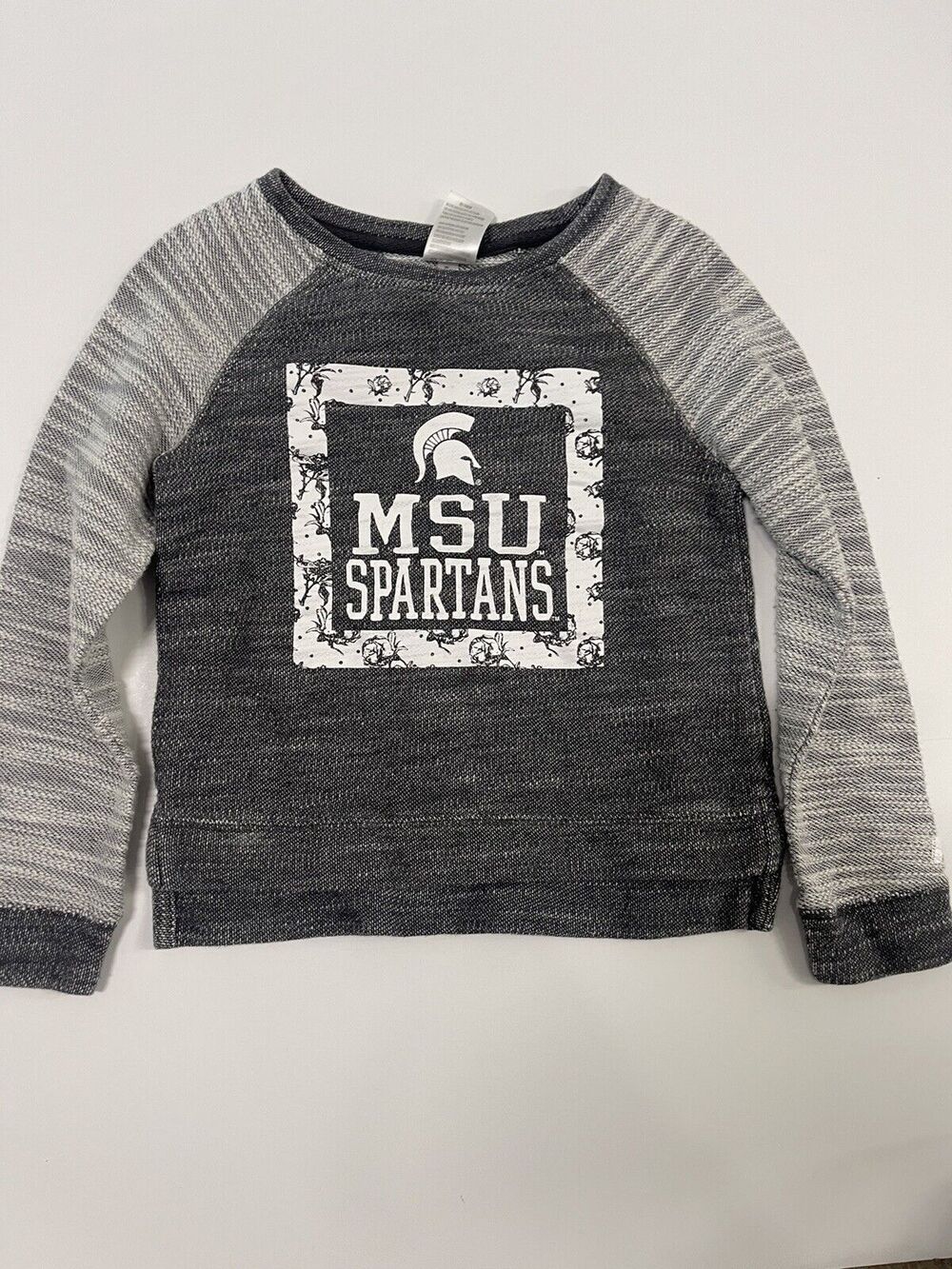 Kids Sweatshirt MSU Michigan Russell Gray Crew Neck Size M 7/8